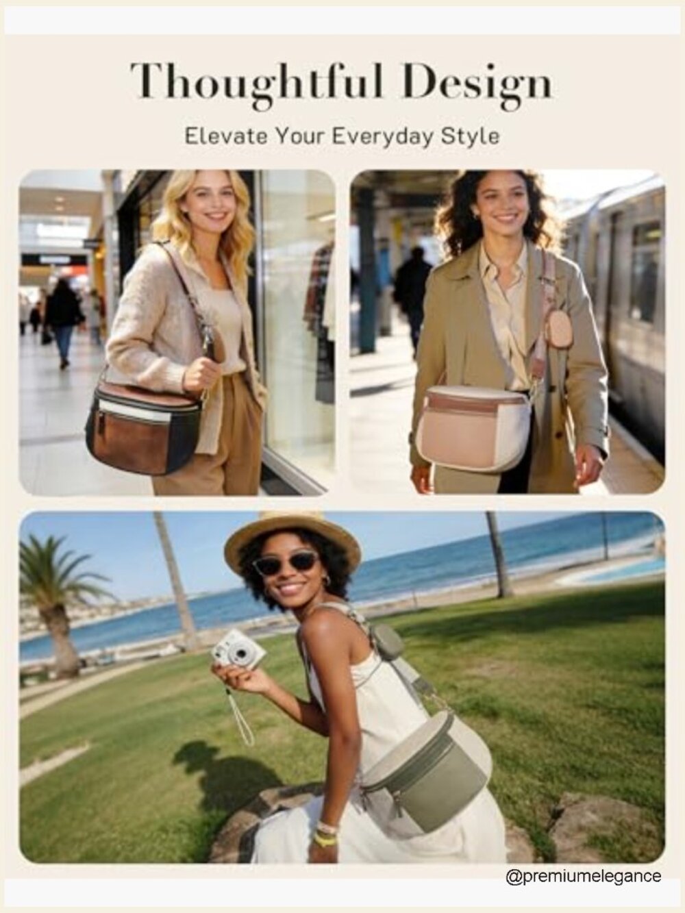 Vegan Leather Crossbody Bag with RFID Blocking, Padded Strap Medium Purse - Picture 3 of 7